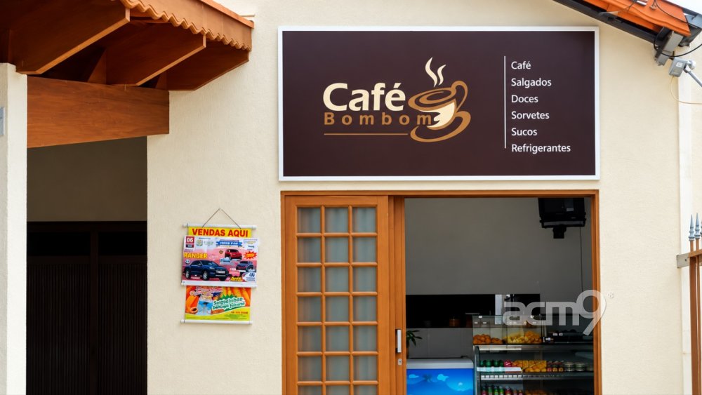 Placa em lona — Café Bombom