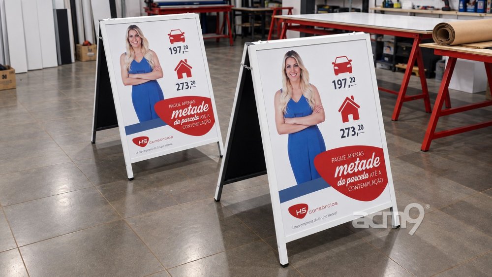 Placas cavalete Lona